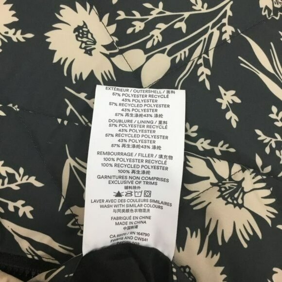 Frank & Oak Reversible Floral Black & White Long Bomber Jacket Womans Small - Picture 13 of 15